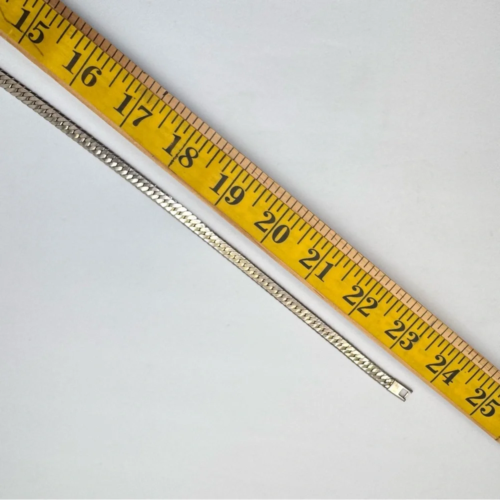 Vintage Gold Tone Herringbone Chain Necklace Classic Flat Link Statement